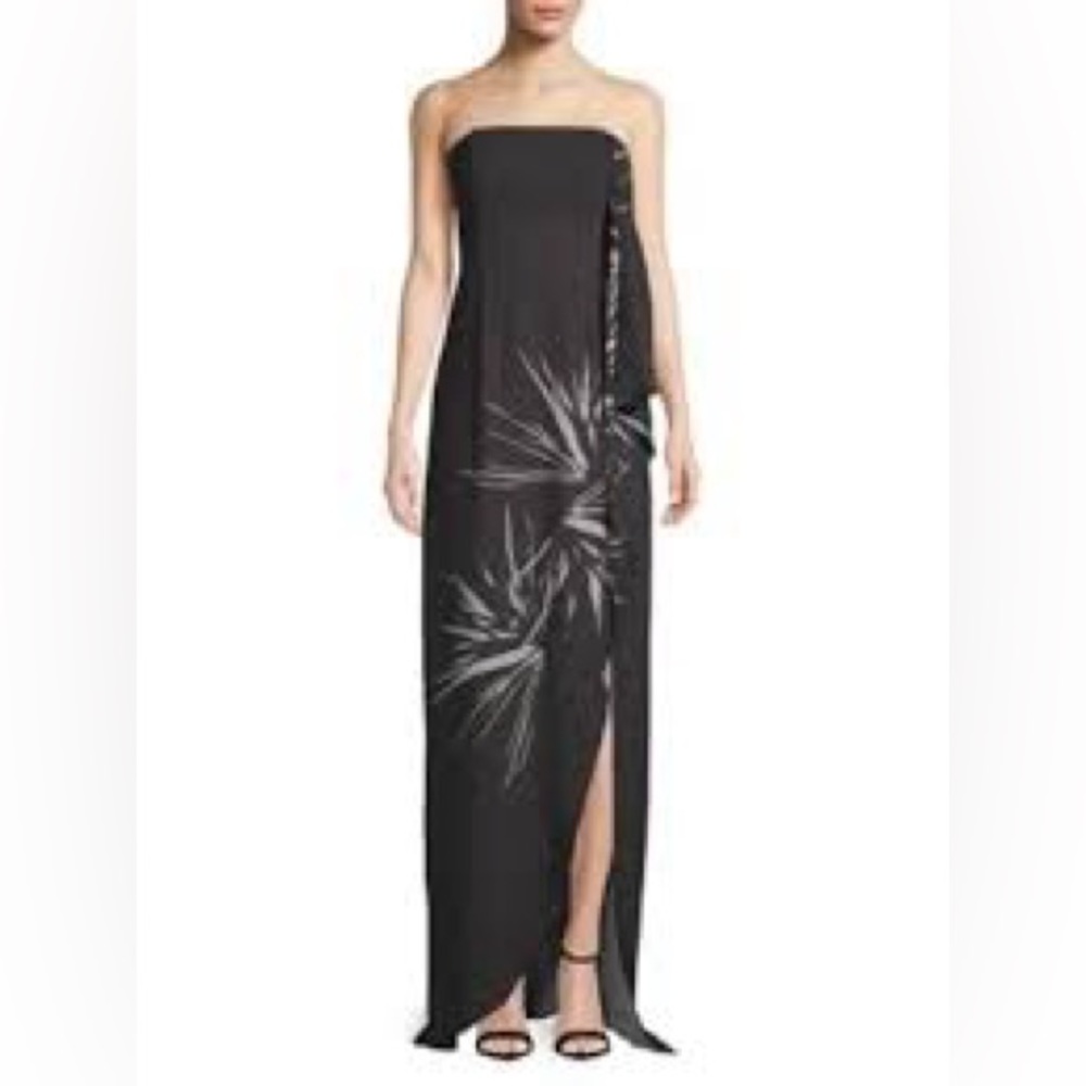 Halston Heritage Floor Length Black Strapless Gown